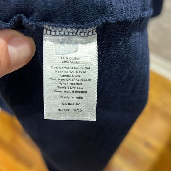 Talbots Navy Cotton Blend Button 3/4 Sleeve Shirt Dress Chest pockets Size Med - Picture 6 of 12